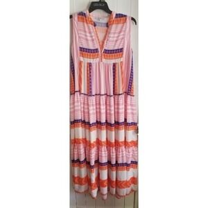 Boutique Cezele Bohemian Patterned Maxi Summer Dress Size Large L